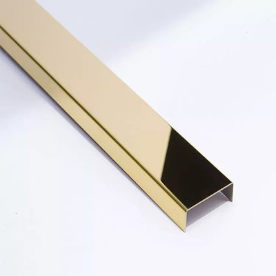 SS201 304 Gold Hairline Mirror Stainless Steel Tile Trim U Shape Decorative Profile