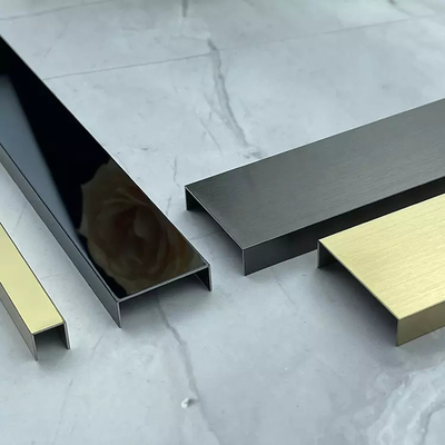 Hairline Mirror Stainless Steel Tile Trim U Shape Decorative Inlay Profile For Living Room