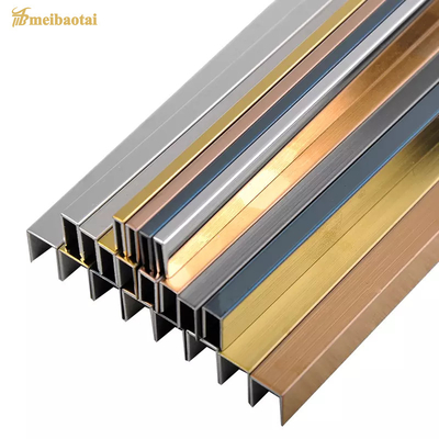 ASTM Stainless Steel Tile Trim 10mm , Hairline Design Stainless Floor Trim 0.55mm