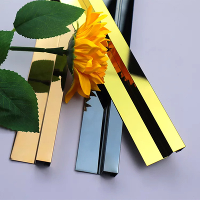 304 Stainless Steel Tile Trim Decorative U Profile With V Groove