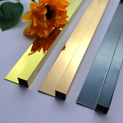 304 Stainless Steel Tile Trim Decorative U Profile With V Groove
