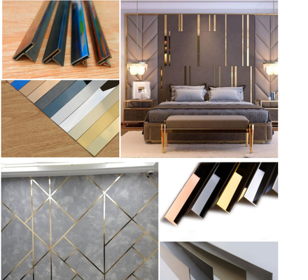 JIS Stainless Steel Tile Trim Decorative U Profile With V Groove
