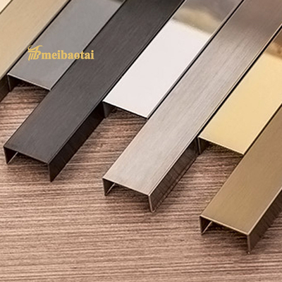 304 Decorative U Slot Stainless Steel Tile Trim color Mirror Finish