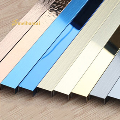 PVD Blue Stainless Steel Tile Trim 8mm Width 0.85mm Thickness