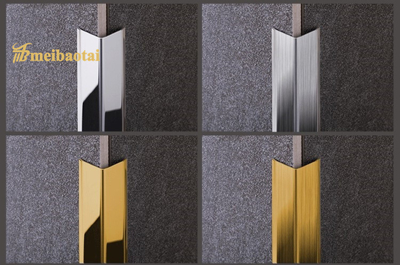 10FT L Shape Tile Trim Gold Silver Black Rose Gold Mirror Hairline Tile Edge Trim