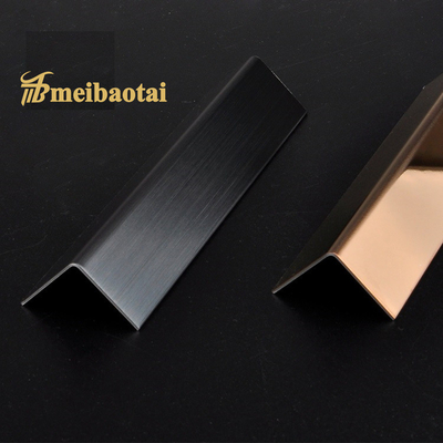 Gold Black Mirror Finished SS Tile Trim L Slot 0.65mm Thickness