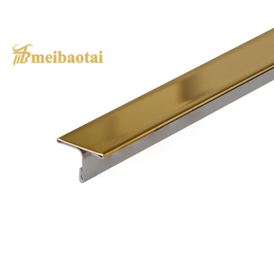 Sustainable Stainless Steel Tile Trim 20mm PVD Gold Mirror SS T Trim