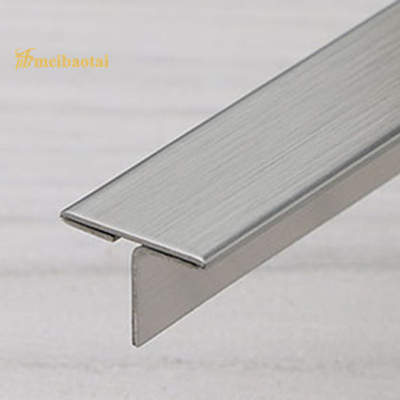 T Shape Stainless Steel Bullnose Tile Trim T6 X 3048mm Silver Hairline Design