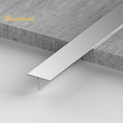 T Shape Stainless Steel Bullnose Tile Trim T6 X 3048mm Silver Hairline Design