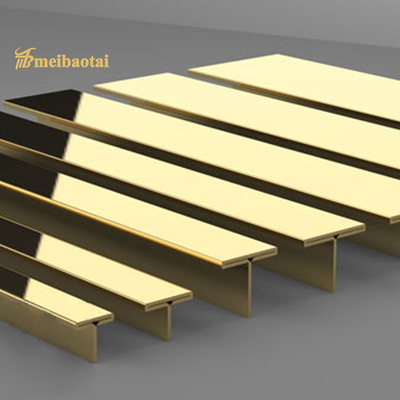 V Grooved External Stainless Steel Tile Trim T6 X 2048mm Size Golden Coated