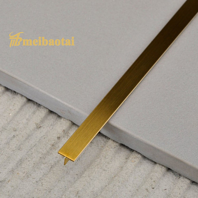 Golden Hairline 15mm Stainless Steel Tile Trim JIS Standard PVD Coated