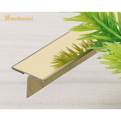 V Grooved External Stainless Steel Tile Trim T6 X 2048mm Size Golden Coated