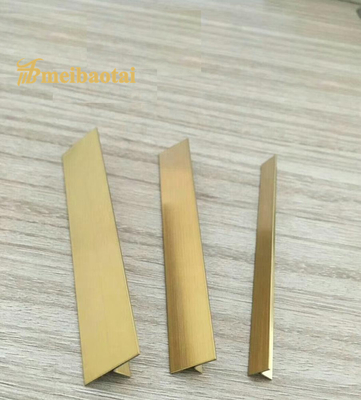 Golden Hairline 15mm Stainless Steel Tile Trim JIS Standard PVD Coated