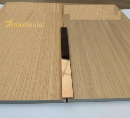 Brushed 8mm Stainless Steel Tile Trim EN Standard Rose Color Color