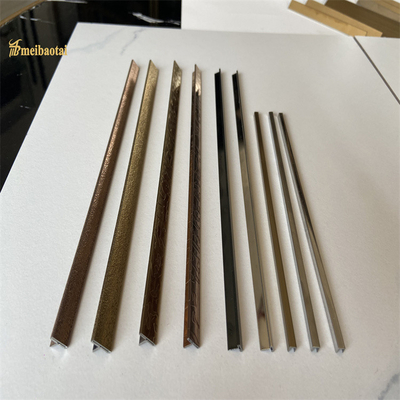 304 T Slot Stainless Steel Tile Trim Gold Mirror Finish Decorative Profiles