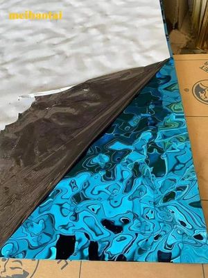 ভালো দাম Ss304 201 স্টেইনলেস স্টীল শীট ব্লু মিরর ওয়াটার রিপল শীট সজ্জা প্লেট অনলাইন