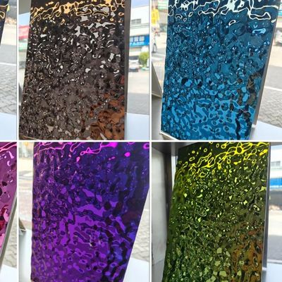 ৩০৪ স্টেইনলেস স্টিল ০.৬৫ মিমি পুরুত্ব সিলভার মিরর ফিনিশ ওয়াটার রিপল স্ট্যাম্পড পিভিডি কোটিং স্টেইনলেস স্টিল শীট