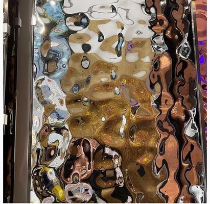 সিলভার মিরর ফিনিস 0.65 মিমি বেধ এএসটিএম স্ট্যান্ডার্ড ওয়াটার রিপল স্টেইনলেস স্টিল শীট আলংকারিক ব্যবহারের জন্য