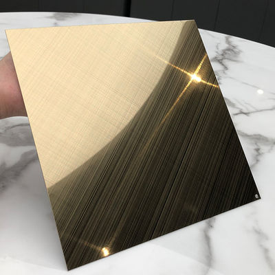 Four Feet Champagne Gold Mirror Cross Hairline Stainless Steel Sheet