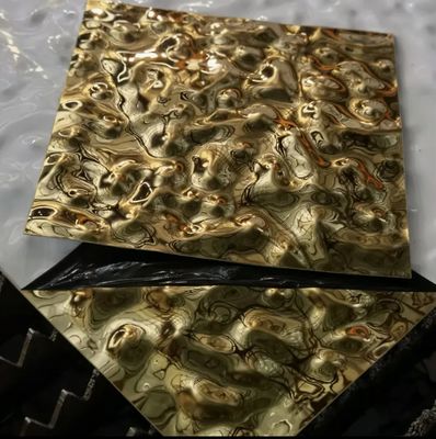 s304 201 স্টেইনলেস স্টিল গোল্ড মিরর জল তরঙ্গ শীট সজ্জা প্রাচীর