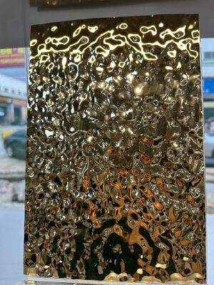 304 গ্রেড পিভিডি লেপযুক্ত ওয়াটার রিপল স্টেইনলেস স্টিল শীট 1219x2438mm সিলিং এবং প্রাচীরের জন্য