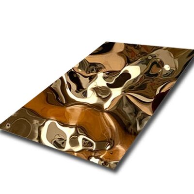 SS304 Rose Gold  Water Ripple Sheets - 3D Decorative Metal Art