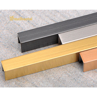 304 Decorative U Slot Stainless Steel Tile Trim color Mirror Finish