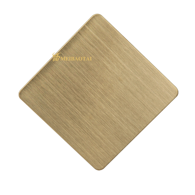 1219x2438mm হেয়ারলাইন স্টেইনলেস স্টীল শীট সোনার রঙের আবরণ সজ্জা