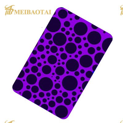 পিভিডি বেগুনি রঙের ইট করা স্টেইনলেস স্টিল শীট 70 মাইক্রন পিভিসি ফিল্ম এবং 1.15 মিমি বেধ সহ