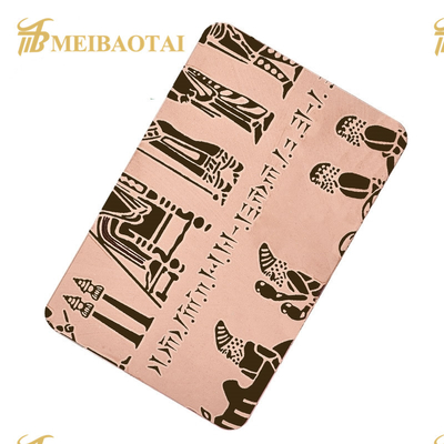 201 স্টেইনলেস স্টীল Etched শীট Pvd গোলাপ সোনার রঙ HRB100 কঠোরতা