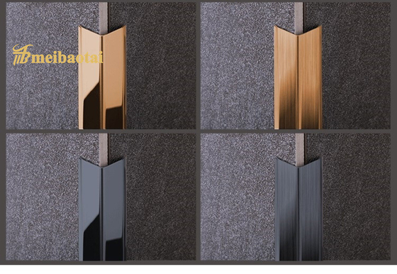10FT L Shape Tile Trim Gold Silver Black Rose Gold Mirror Hairline Tile Edge Trim