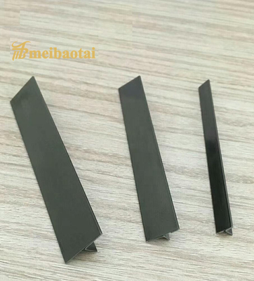 ISO Stainless Steel Tile Trim 8mm , Black PVC Brushed Stainless Tile Trim