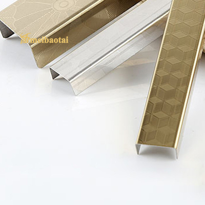 U Slot Stainless Steel Tile Trim 201 304 color Embossed Finish Profiles