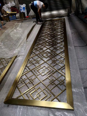 ভালো দাম 304 শ্যাম্পেন মিরর স্টেইনলেস স্টীল রুম বিভাজক হোটেল সজ্জা অনলাইন