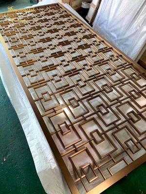 লেজার কাটিং স্টেইনলেস স্টিল রুম ডিভাইডার, রোজ গোল্ড কোটিং এবং কাস্টমাইজড সাইজ সহ