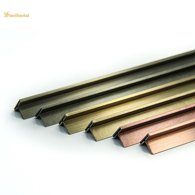 Antique Copper Color Stainless Steel Tile Trim T10X2438mm ASTM Standard