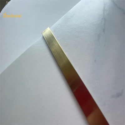 201 304 Decorative Stainless Steel Tile Trim T Shape Gold Hairline Finished