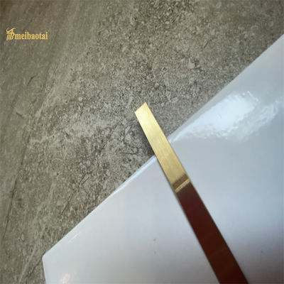 201 304 Decorative Stainless Steel Tile Trim T Shape Gold Hairline Finished